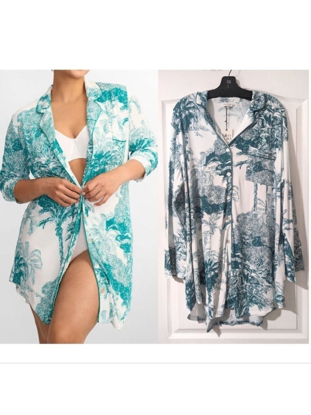 Kilo Brava | Bamboo Modal Sleep Shirt In Palm Toile Print